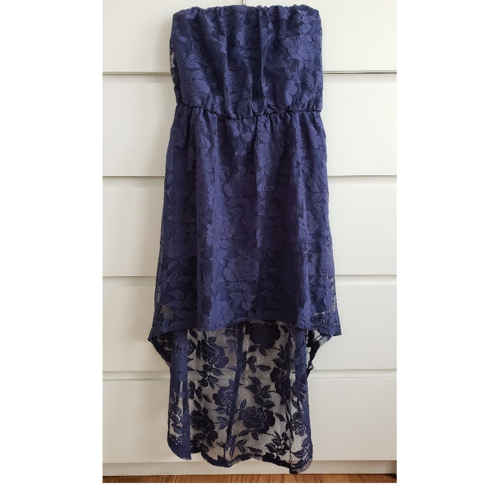 Blue Floral High-Low Dress